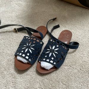 Tory Burch sandals that strap around the ankle